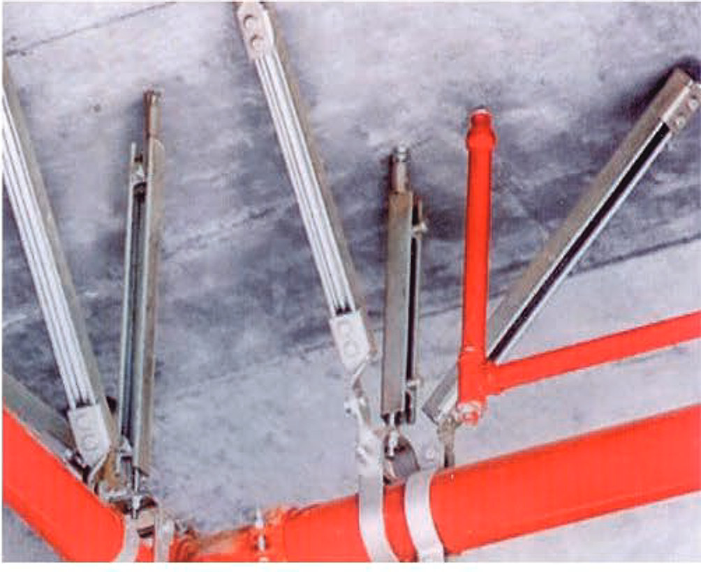 Seismic bracing installed on building services