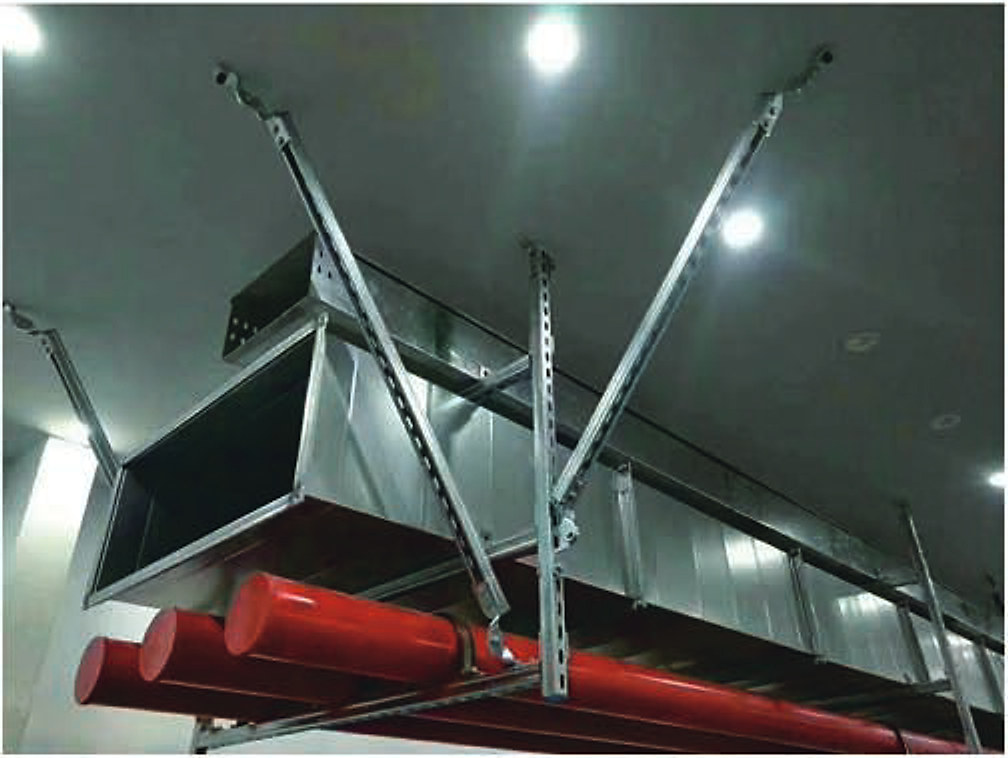 Lateral seismic braces on utility pipework
