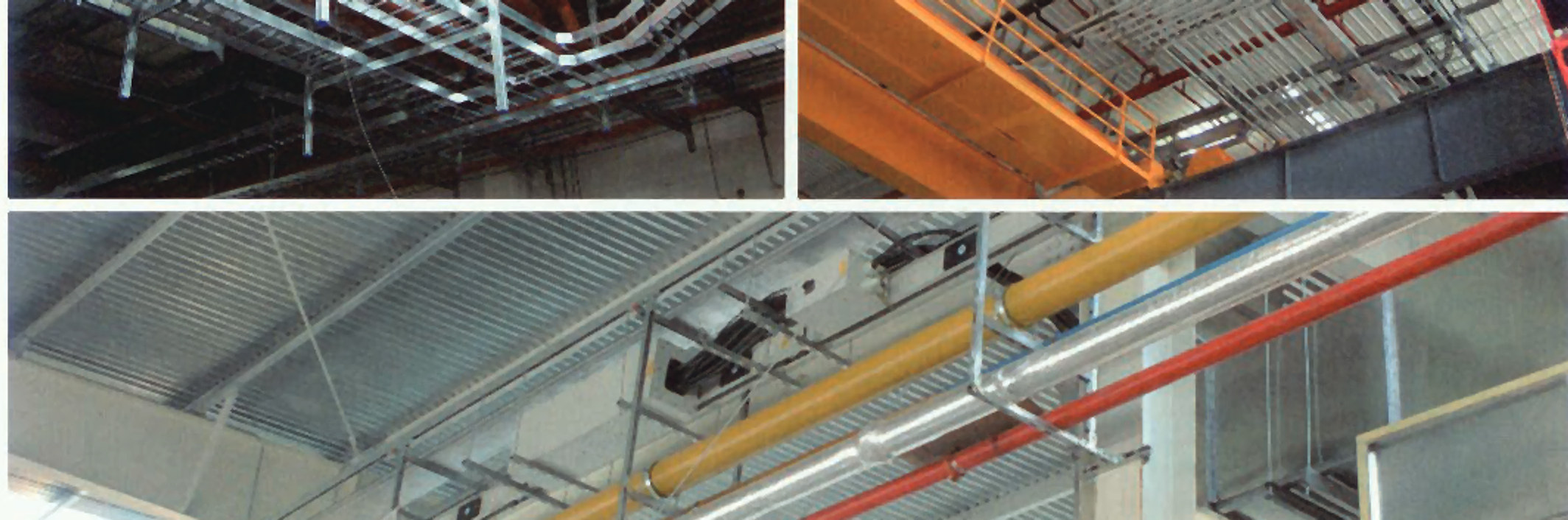 Prefabricated support systems installed across a plant ceiling